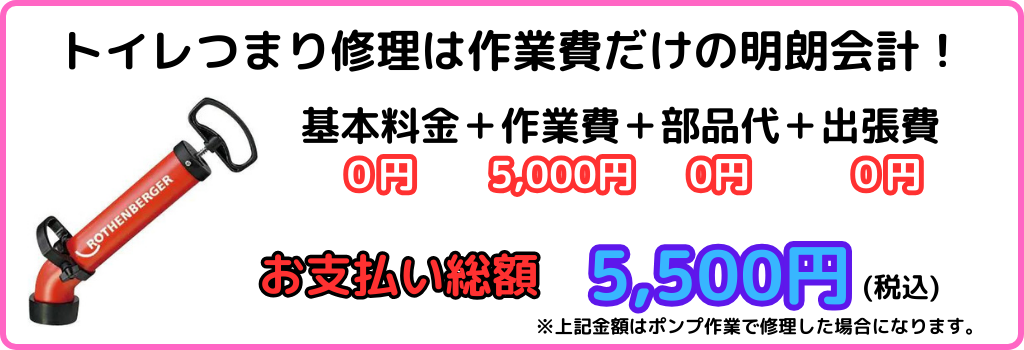 トイレつまり修理料金